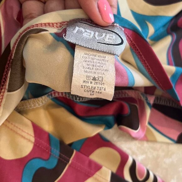 Vintage rave Pink and brown swirl patterned top size medium #y2k #swirl - Picture 2 of 3